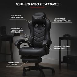 RESPAWN 110 Pro Racing Style Gaming Chair, Reclining in Black