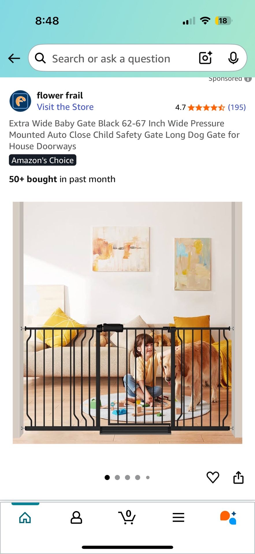 Baby / Dog Gate 62” - 67” Wide Black