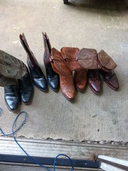 Snake skin gator boots and ostrich boot