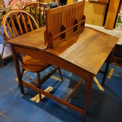  Double Sided Mission Oak Partners Desk with  optional 2 Chairs. 
