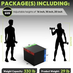 🥨HANDBODE  3-in-1 Plyometric Box, Jumping Exercise Equipment Trainer with Non-Slip Surface for Workout Training, Pro-Duty HIIT Exercise Foam Plyo Box