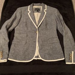 J.Crew Schoolboy Blazer in Tipped Linen Size 4P