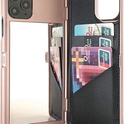 iPhone 11 Pro Max Case,Hidden Back Mirror Wallet Case with Stand Feature and Card Holder for Apple iPhone 11 Pro Max (2019) 6.5 inch (Rose Gold)