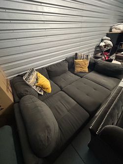6pc modular Gray Fabric Sectional Sofa