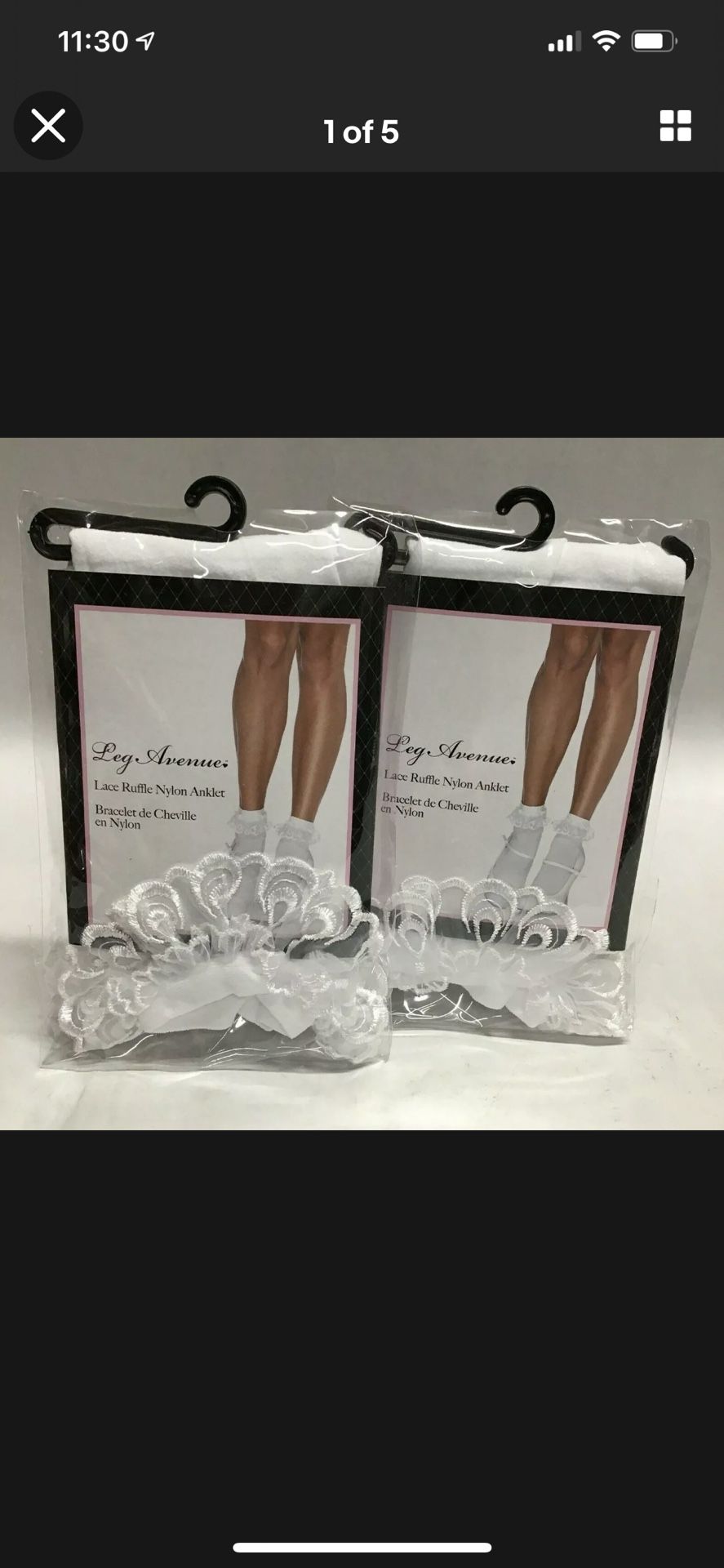 Leg Avenue Lace Trimmed Socks (2 Pairs) New