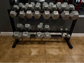 Hex Dumbbell Set 10–70 lbs + Heavy-Duty Storage Rack