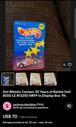 Hot Wheels Camaro 35 Years of Barbie Doll