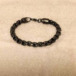 Steeltime Black lon Plated Mens Stainless Steel Solid Link Chain Bracelet