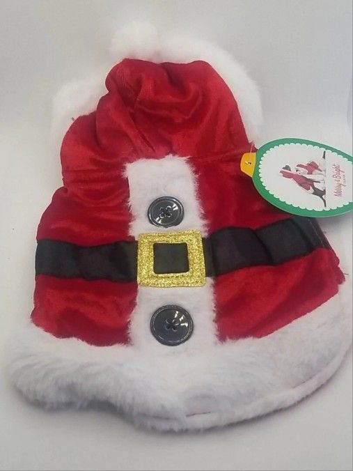 Merry & Bright Santa XS Pet Costume, 100% Polyester. Fits Cats And Dogs