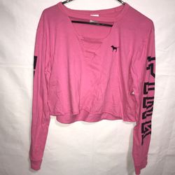 Pink Long Sleeve Crop Top