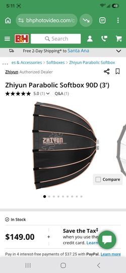 ZHIYUN Light Dome Parabolic Softbox 90D Bowens Mount Parabolic Softbox
