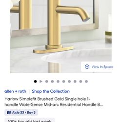 Harlow Simplefit Brushed Gold Single hole 1-handle WaterSense Mid-arc Residential Handle B...