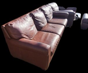 "American Leather" Couch Set With Recliner And Ottoman