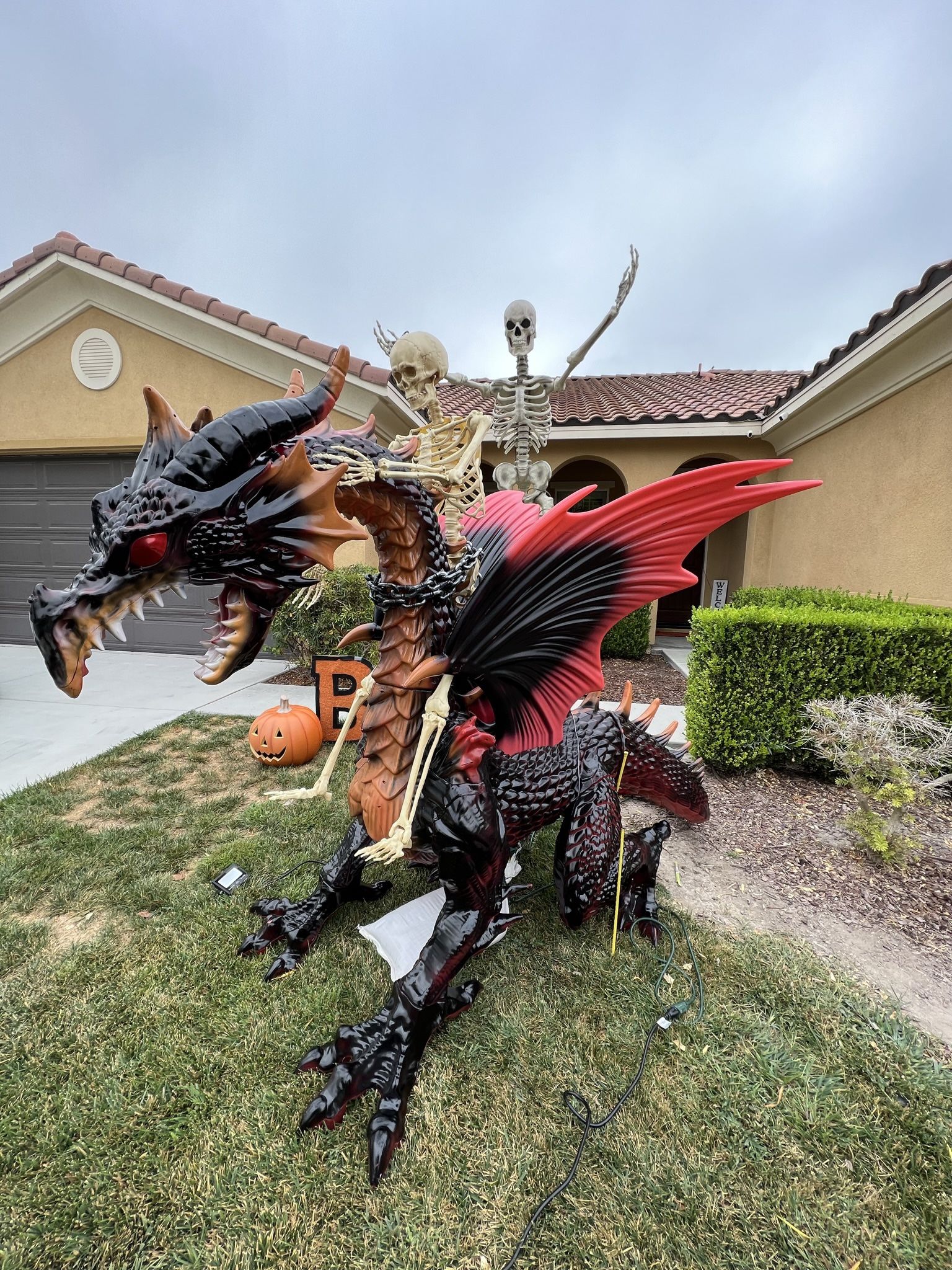 Home Accents Holiday 69 in Animated Giant Red Black Dragon Halloween