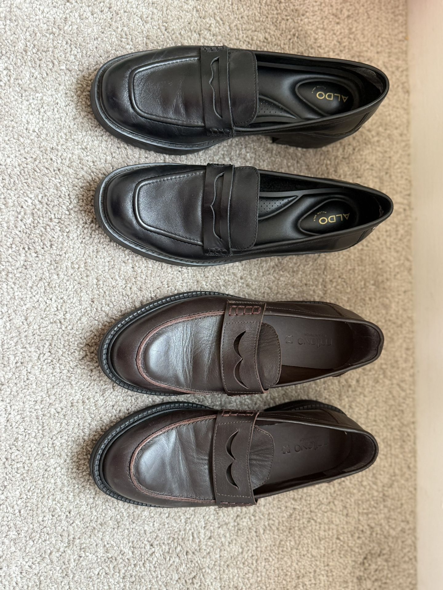 Black And Brown Leather Loafers, Womens Size 40/US 9.5