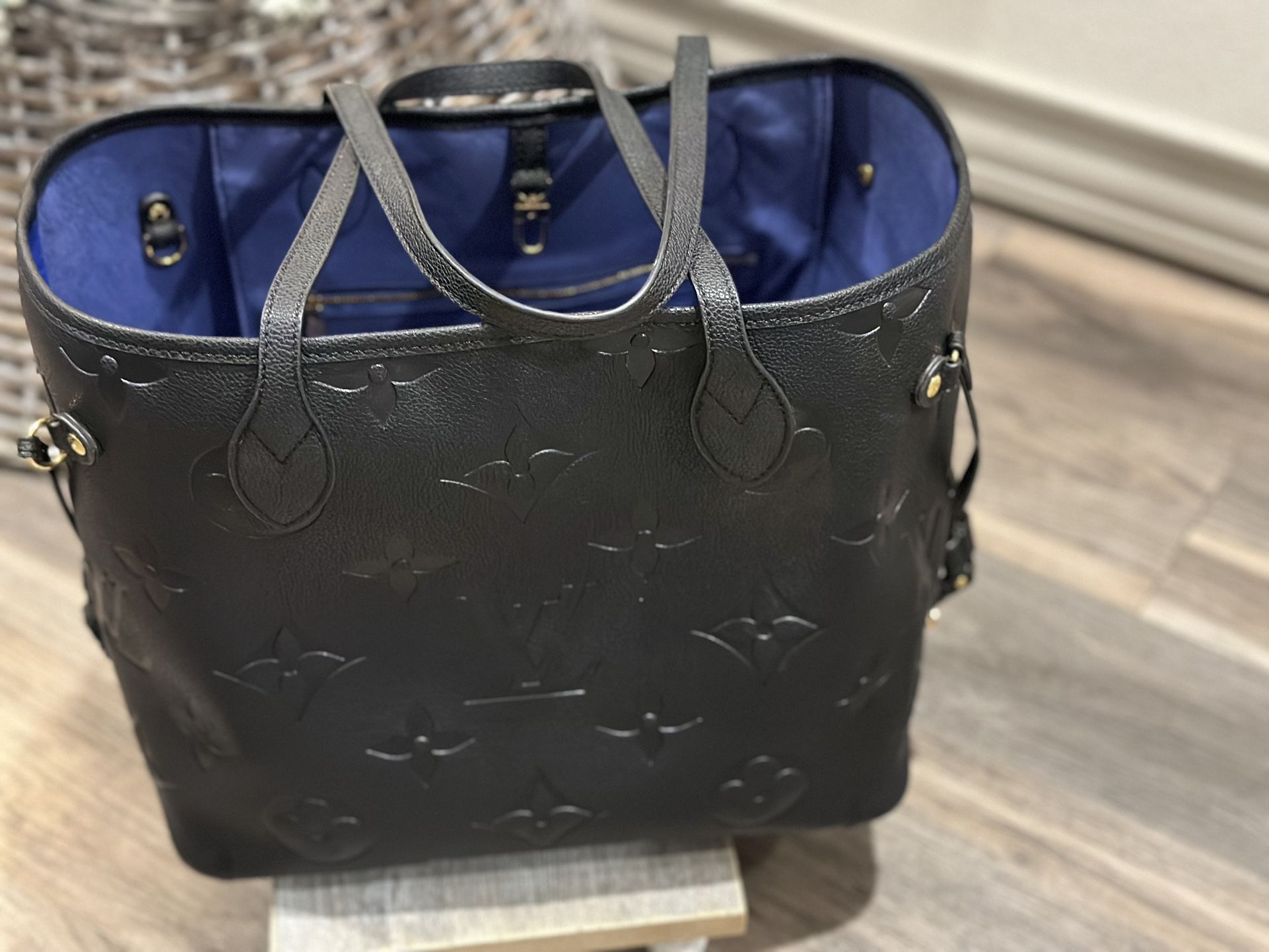 Black Tote With Blue Suede 