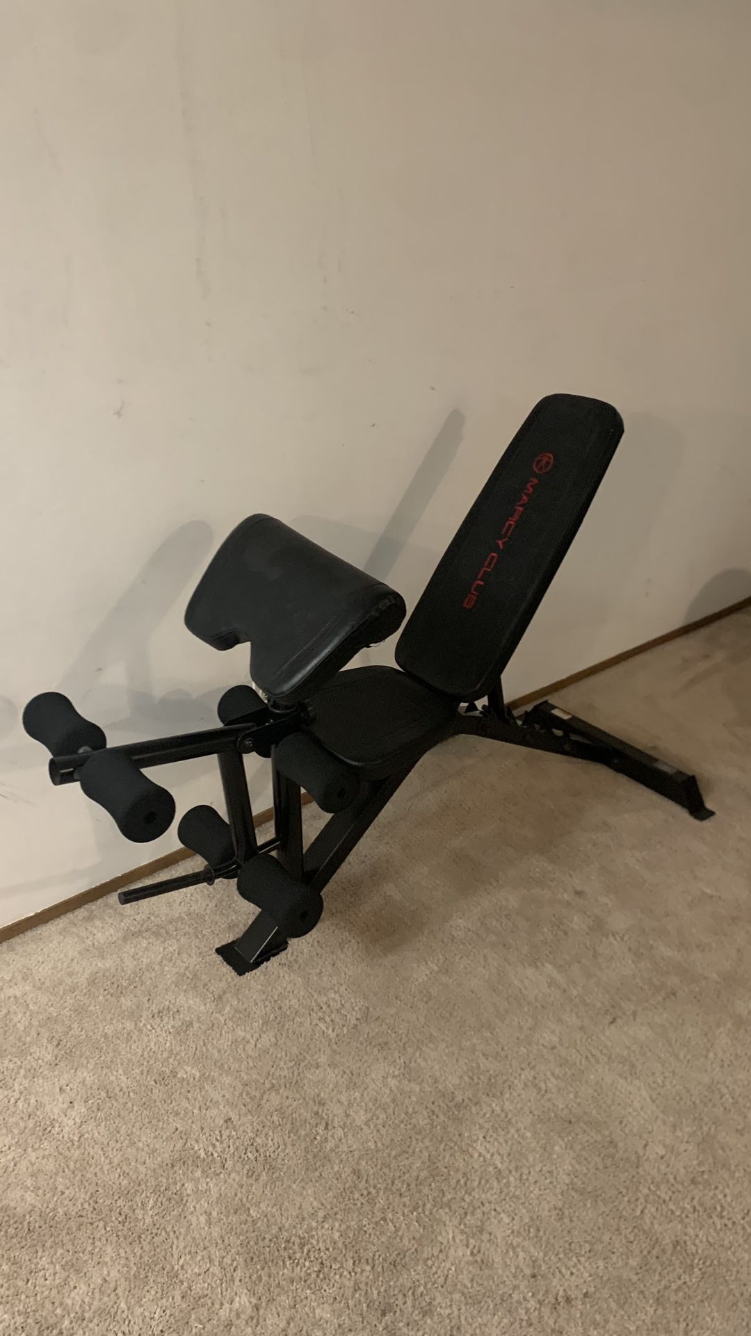 Adjustable Weight Bench - Incline/Decline/Flat/Upright with Leg Extension and Preacher Curl attachments 
