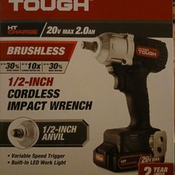 1/2 Inch Impact Wrench 20v With Charger And Batteries Brand New 