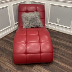 Luxury Red Leather Couch With Pillow