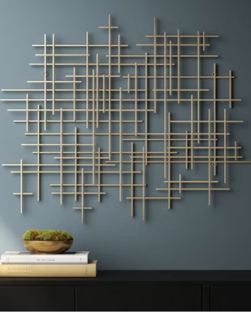 36"x30" Mid-Century Metal Wall Décor Gold 