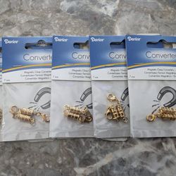 10 Gold Plated Magnetic Jewelry Clasp Converters - No Tools Needed!