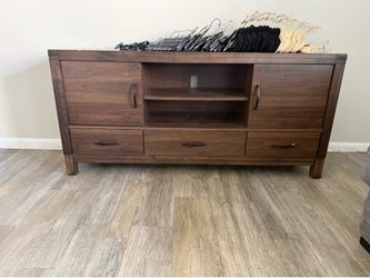 MUST GO – SOLID WOOD TV Stand + FREE Hangers – $125