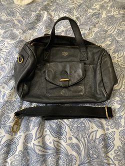 FOSSIL Leather Bag With Strap Black Color