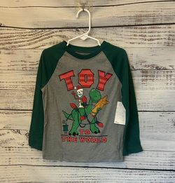 Nwt Jumping Beans Green and Gray Toy Story Christmas Long Sleeve Tee size 4t