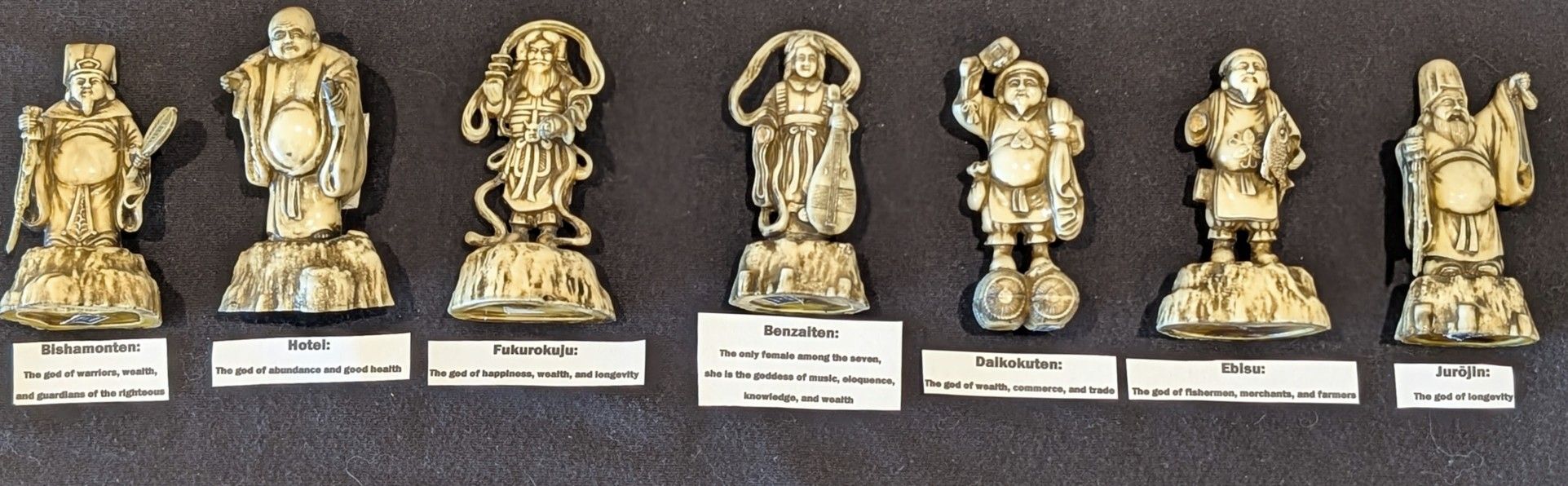 Vintage Japanese Seven Lucky Gods Netsuke Style Figurines (Reduced)