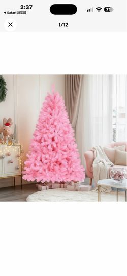 New in box Unlit 6ft Pink Artificial Christmas Tree Premium Hinged Spruce Xmas Tree Decoration, AMB005619_P_6_N