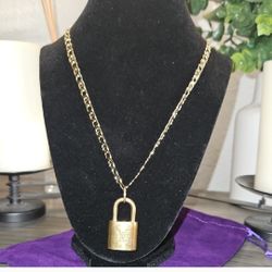 Gold-toned Necklace With Lock Pendant