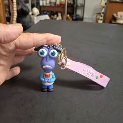 Disney Pixar's "Inside Out" Silicone Keychain With Strap & The Character "Fear" New Condition