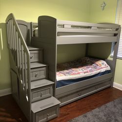 Triple Bunk Bed With Roll Out Bed And Stairs