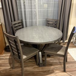 Wood Dining Table with Four Chairs