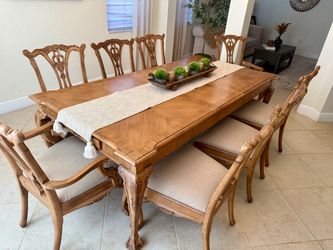Wood Dining Table Set with 8 Chairs