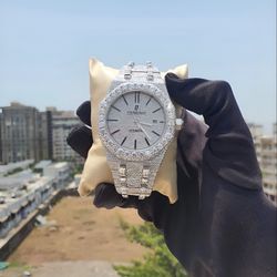 VVS D Color Moissanite - Iced Out All-White AP Custom Bustdown Watch | W Box + Papers Included - Best Price 