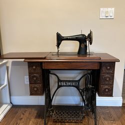Antique Singer, Sewing Machine With Table