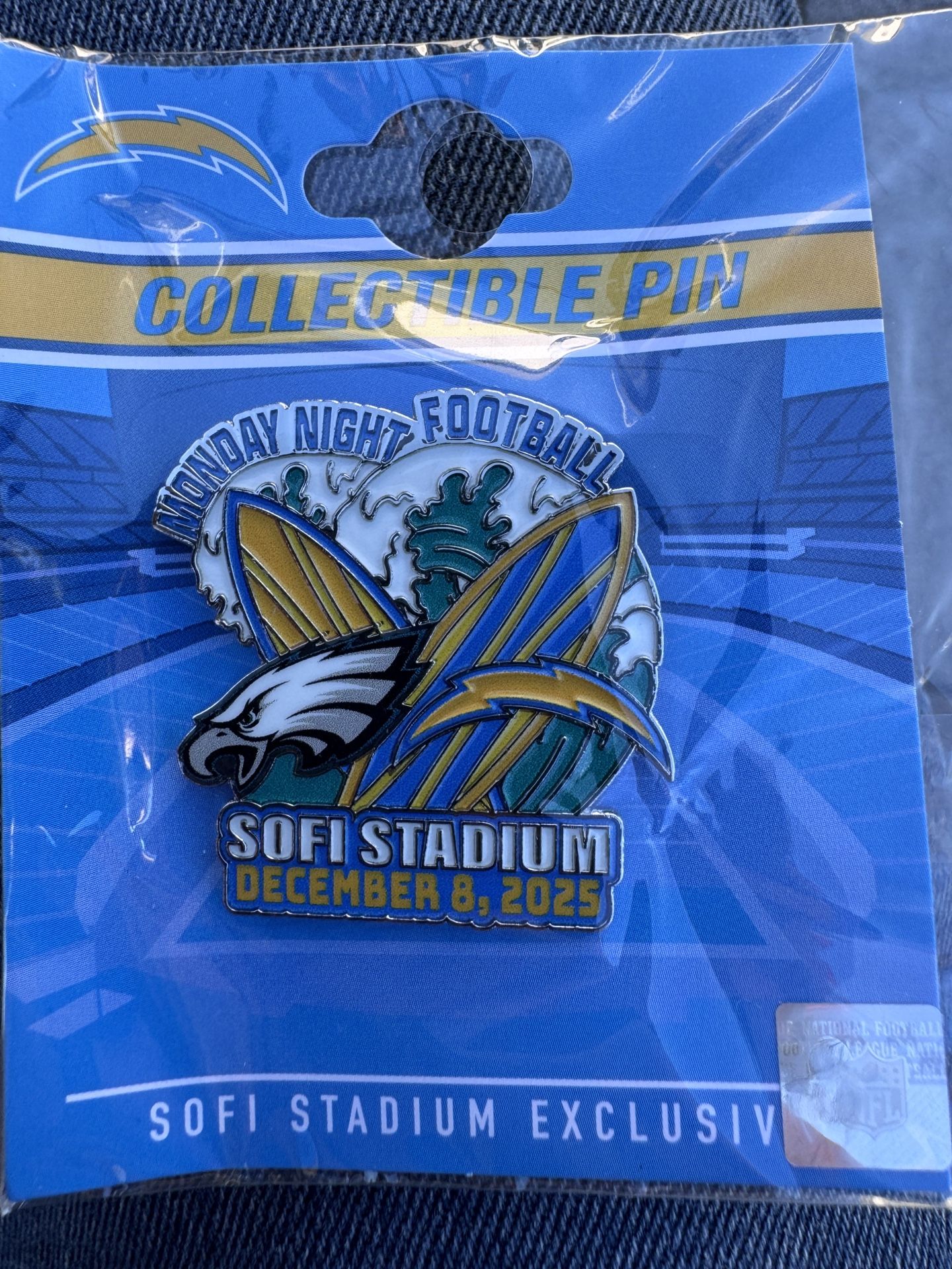 Chargers Eagles Game Day Pin MNF
