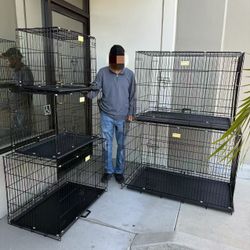 New In Box $30 To $70 Each 24” To 48” Small To Extra Large Mesh Wire Steel Metal Dog Cage Crate Kennel For Pet With Tray 