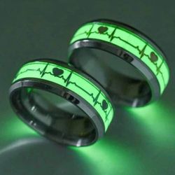 2pc Men Heartbeat Ring 