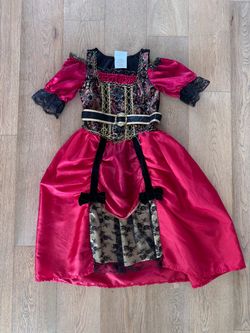 Teetot Pirate Princess Costume Dress Girls Size 7–8 Red Black Gold