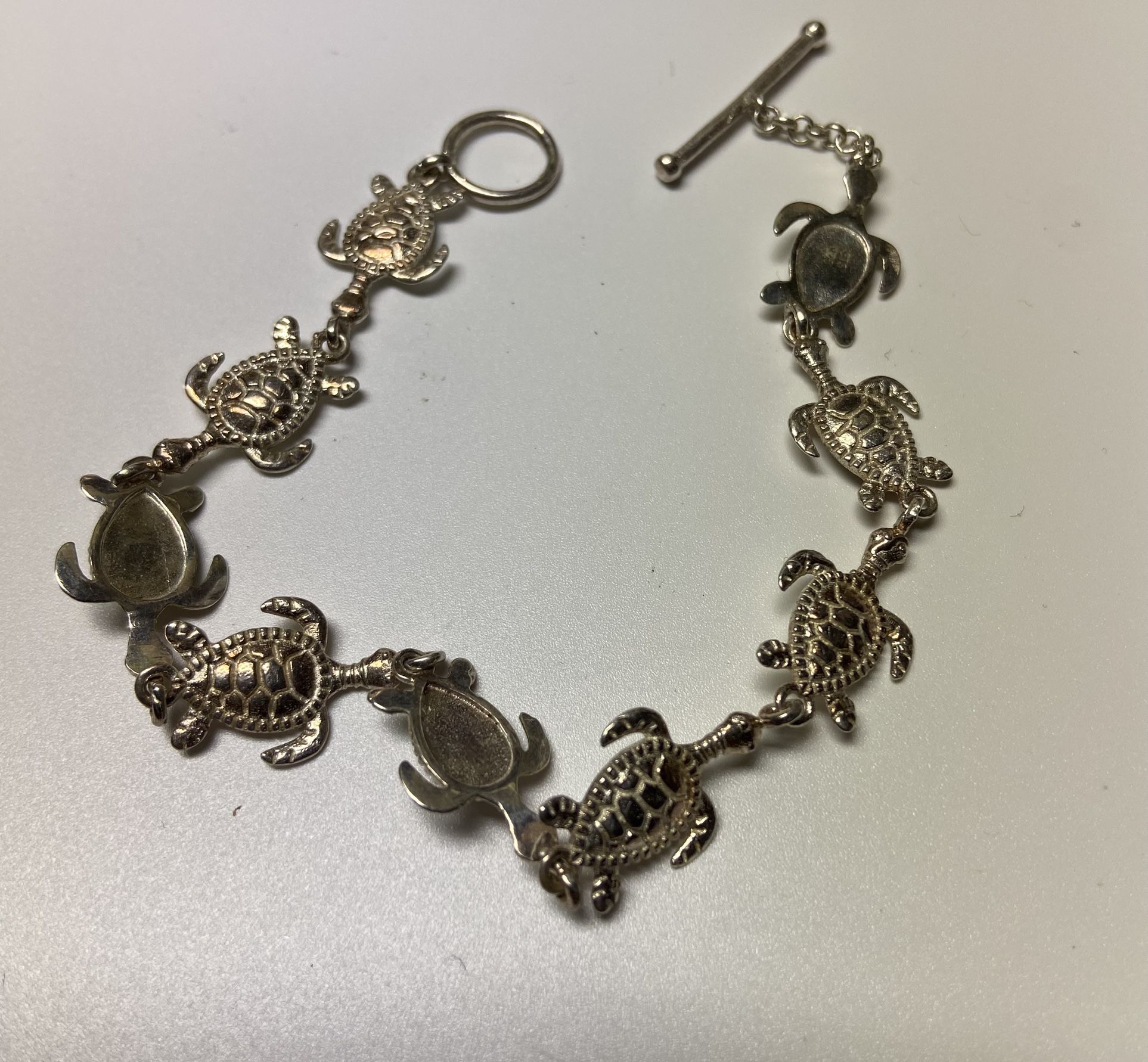 Sterling Silver Sea Turtle Bracelet Size 7”