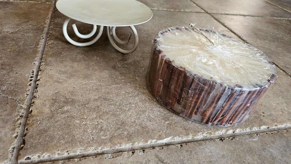 Huge Candle And Candle Holder 