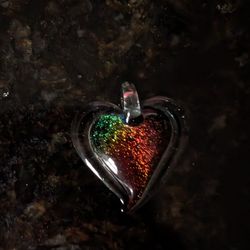 Rainbow Heart Glass Necklace Pendant ❤️💚💛