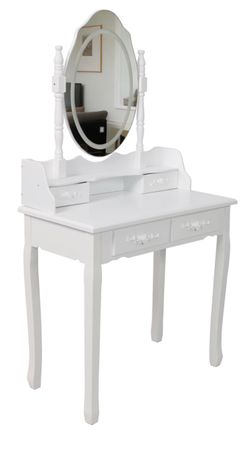 Princess Vanity Desk with Mirror, 4 Drawers built-in LED light strips