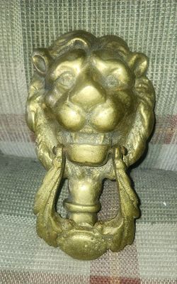 Vintage Lion Door Knocker Victorian era Syle 6 1/4" Great Color, Heavy!