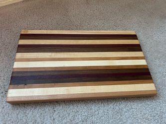 Beautiful Handmade Wood Cutting Board: black walnut, sugar maple, and jatoba.  14 1/2 by 9  inches
