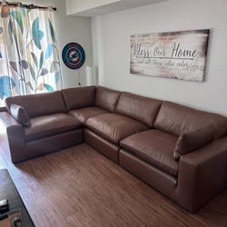 New Emilia Leather Cloud Couch Modular Sofa
