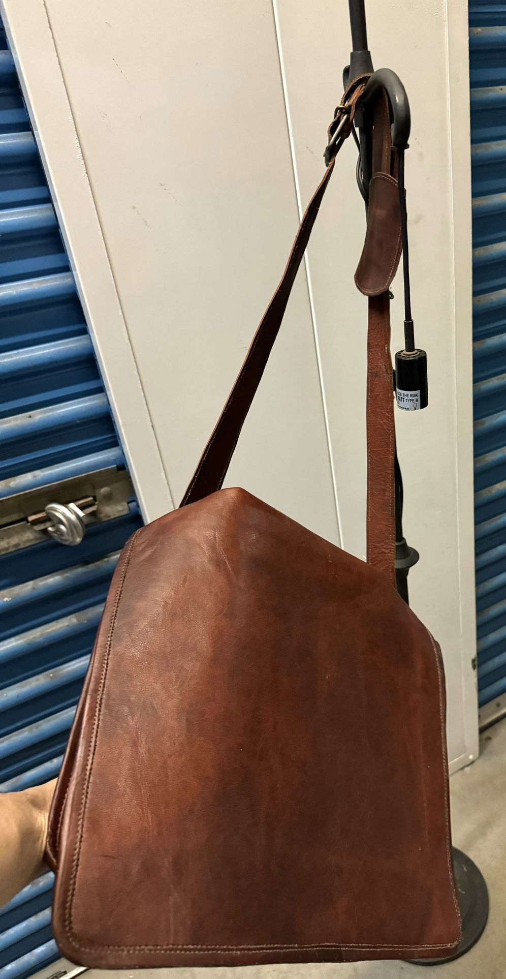 Brown leather large laptop messenger bag