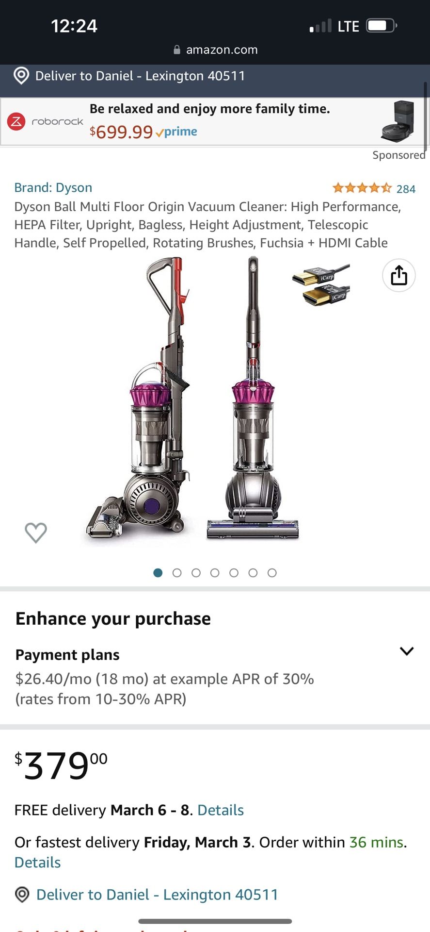 Dyson Ball Multi Floor Origin Vacuum Cleaner: High Performance, HEPA Filter, Upright, Bagless, Height Adjustment